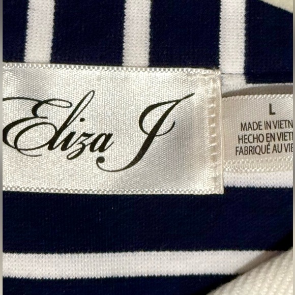 NWT ELIZA J Womens V Neck Striped Sleeveless Tiered Dress Navy and White Size L - Picture 5 of 10